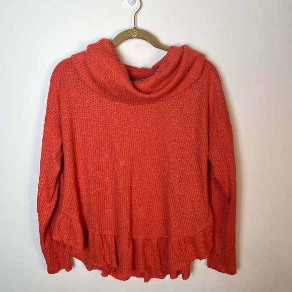 Maeve Addie Ruffled Orange Cowl Neck Sweater Size S - Picture 2 of 9